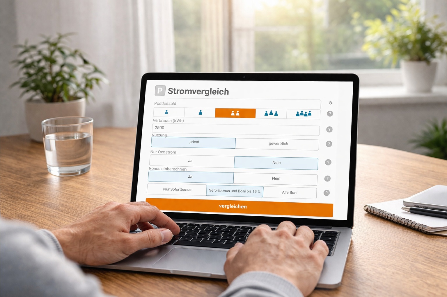 Stromvergleich am Laptop starten